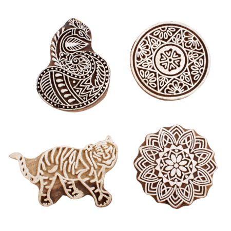 Set of 4 Piece New Mix Wooden Printing Block